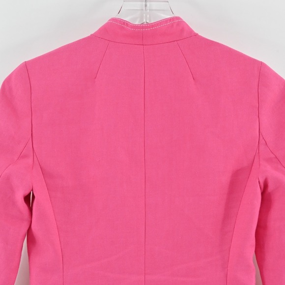 J Crew Womens Going‎ Out Blazer Size 00 Pink Stretch Linen Preppy Barbie AI253 - Picture 12 of 14